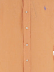 Polo Plain Linen Shirts For Men In Orange