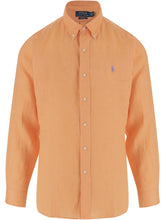 Polo Plain Linen Shirts For Men In Orange