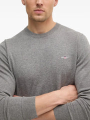 Gant Mens Classic Cotton Crew Neck Sweater In Grey