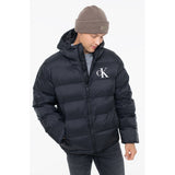 Calvin Klein Mens Nylon Monogram Puffer Jacket In Black