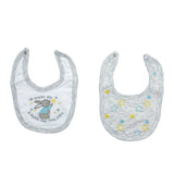 Mother's Choice Unisex Baby 100% Cotton 2 Pck Bibs In Grey/White