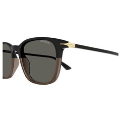 Mont Blanc Two Tone Unisex Sunglasses In Shiny Black