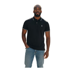 Polo Mens Dm Button Short Sleeves Golfer Black