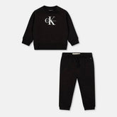 Calvin Klein Kids Unisex Monogram Sweatshirt And Trackpant Set In Black