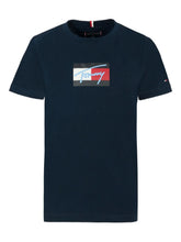 Tommy Hilfiger Boys Script Flag Print T-Shirt In Navy