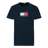 Tommy Hilfiger Boys Script Flag Print T-Shirt In Navy