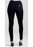 Sissy Boy Womens Celine Skinny Mid Waist Jean Rinse Sateen Wash In Deep Blue
