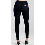 Sissy Boy Womens Celine Skinny Mid Waist Jean Rinse Sateen Wash In Deep Blue