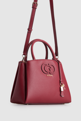 Guess Isola Multi Compartment Satchel Burgandy