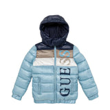 Guess Boys Hooded Padded Long Sleeve Puffer In Blue