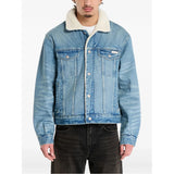 Calvin Klein Unisex Sherpa Trucker Tinted Thundra Denim Jacket In Denim
