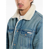 Calvin Klein Unisex Sherpa Trucker Tinted Thundra Denim Jacket In Denim