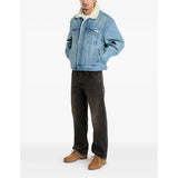 Calvin Klein Unisex Sherpa Trucker Tinted Thundra Denim Jacket In Denim