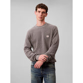 Calvin Klein Mens Cotton Waffle Crew Neck Sweatshirt in Grey