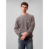Calvin Klein Mens Cotton Waffle Crew Neck Sweatshirt in Grey