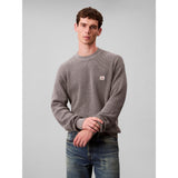 Calvin Klein Mens Cotton Waffle Crew Neck Sweatshirt in Grey