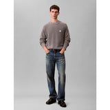 Calvin Klein Mens Cotton Waffle Crew Neck Sweatshirt in Grey