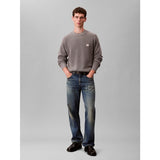 Calvin Klein Mens Cotton Waffle Crew Neck Sweatshirt in Grey