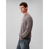 Calvin Klein Mens Cotton Waffle Crew Neck Sweatshirt in Grey