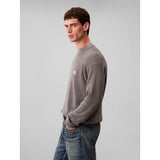 Calvin Klein Mens Cotton Waffle Crew Neck Sweatshirt in Grey