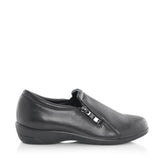 Green Cross Womens Flat Zip Up Walkers Shoes In Black