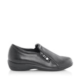 Green Cross Womens Flat Zip Up Walkers Shoes In Black