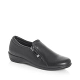 Green Cross Womens Flat Zip Up Walkers Shoes In Black