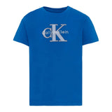 Calvin Klein Boys Msw Monologo Short Sleeve T-Shirt In Blue