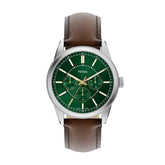 Fossil Mens Pearson Leather Watch In Brown & Green
