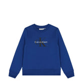 Calvin Klein Kids Ck Monogram Terry Cn Sweatshirt In Blue
