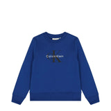 Calvin Klein Kids Ck Monogram Terry Cn Sweatshirt In Blue
