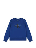 Calvin Klein Kids Ck Monogram Terry Cn Sweatshirt In Blue