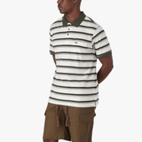Jeep Mens Yarn Dye Stripe Golfer In Unbleached