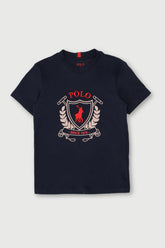 Polo Boys Cory Crested Short Sleeve T-Shirt In Navy