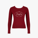 Sissy boy Womens Long Sleeve Knit Top With Branding In Burgundy