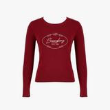 Sissy boy Womens Long Sleeve Knit Top With Branding In Burgundy