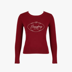 Sissyboy Womens Long Sleeve Knit Top With Branding In Burgundy