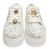 Sissy Boy Womens Yvette Platform Sneaker In White And Silver