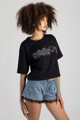 Sissyboy Womens Boxy Oversized T-Shirt In Black