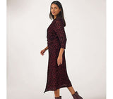 Izabel London Half Sleeve Mesh Animal Burn Dress In Maroon