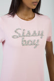 Sissy boy Regular T-shirt With Branded Bling In Pink