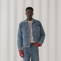 Tshepo Jeans Crown Embroidery Trucker Jacket Blue Wash