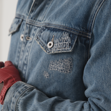 Tshepo Jeans Crown Embroidery Trucker Jacket Blue Wash