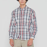Jeep Mens Long Sleeve Yarn Dyed Check Shirt In Burgandy