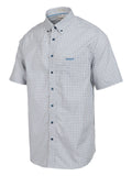 Pringle Mens Trumen Shor Sleev Classic Shirt In White And Blue