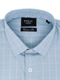 Polo Mens Windowpane Check Shirt In Light Blue