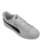 Puma Mens Smash 3.0 L Sneakers In White/Black/Gold
