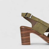 Hush Puppies Ladies Soft Tharin Heels In Olive