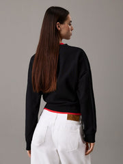 Calvin Klein Womens Monologo Frech Terry Sweartshirt In Black