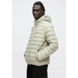 Calvin Klein Mens Long Sleeve Nylon Hooded Puffer Jacket In Fog